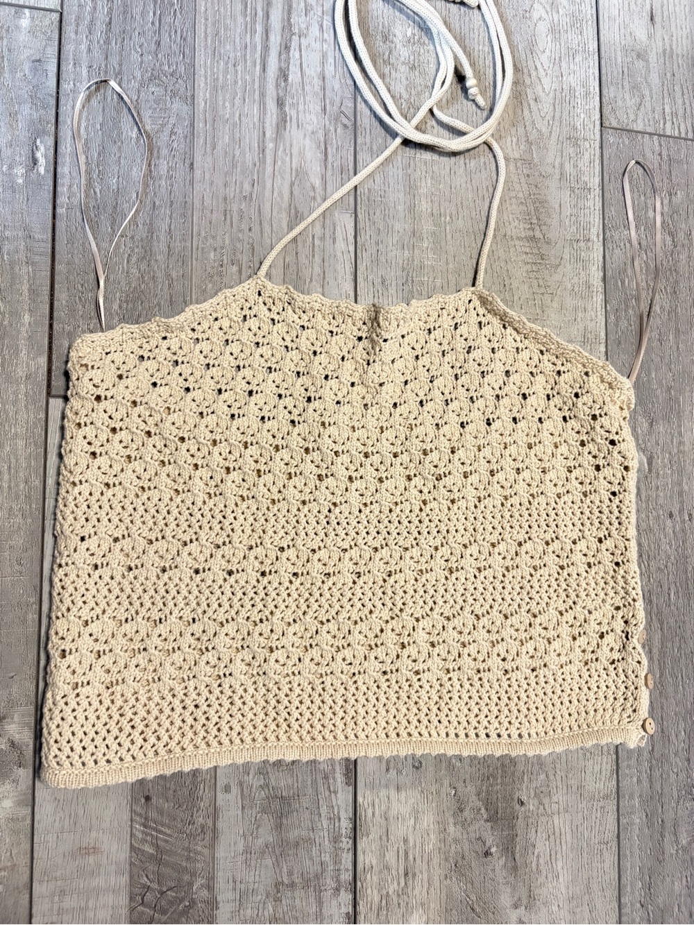 House of Harlow 1960 Cream Crochet Halter Swim Coverup